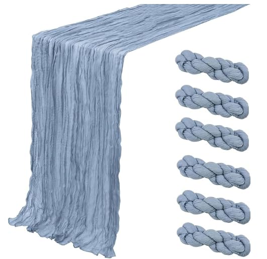 Blue 35x120in Rustic Cheesecloth Table Runner 6 Pack