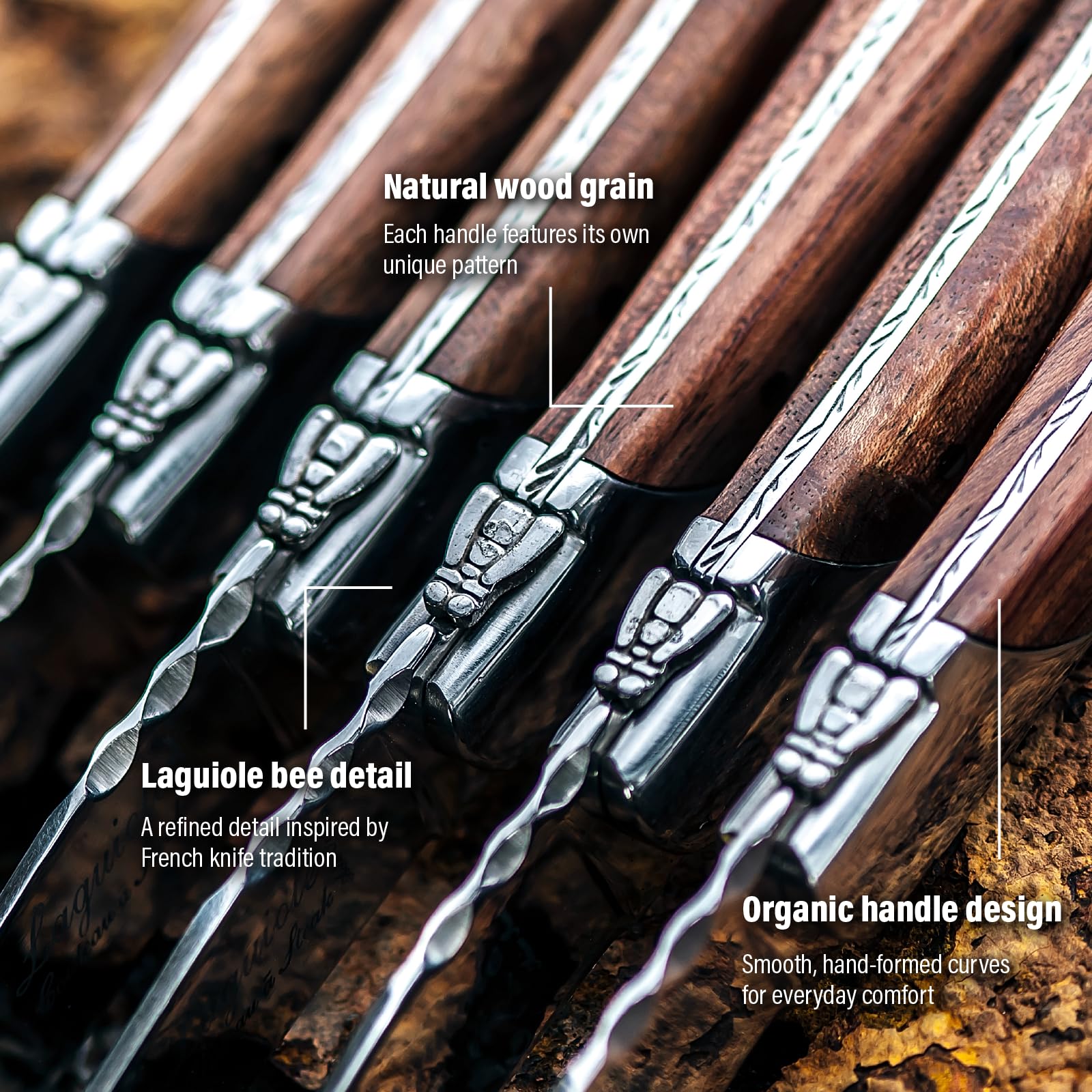 Laguiole Style de Vie luxury line olive wood handles detail