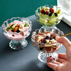 Crystal clear sturdy glass dessert bowls