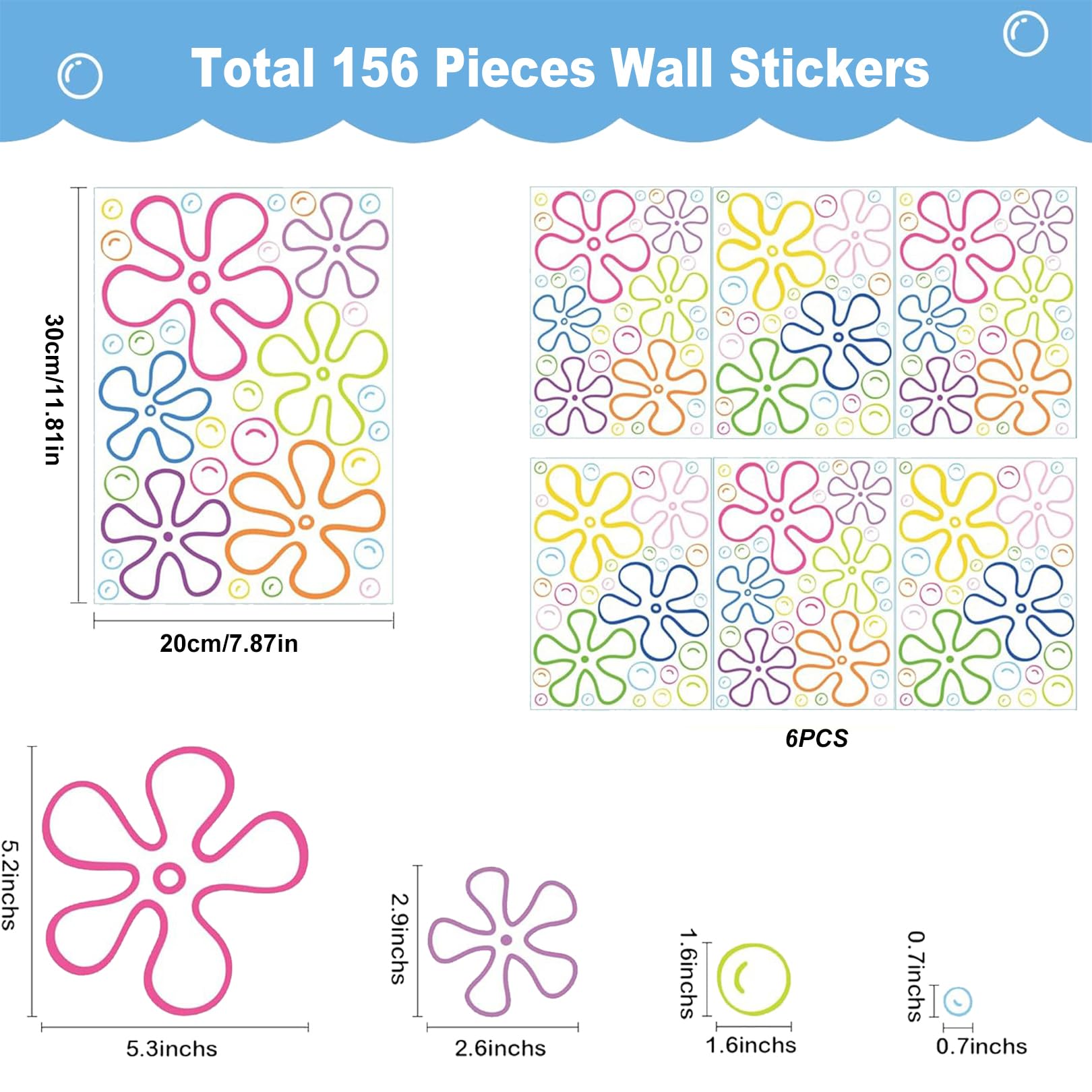 Bubble and flower decals for kids room ocean theme
