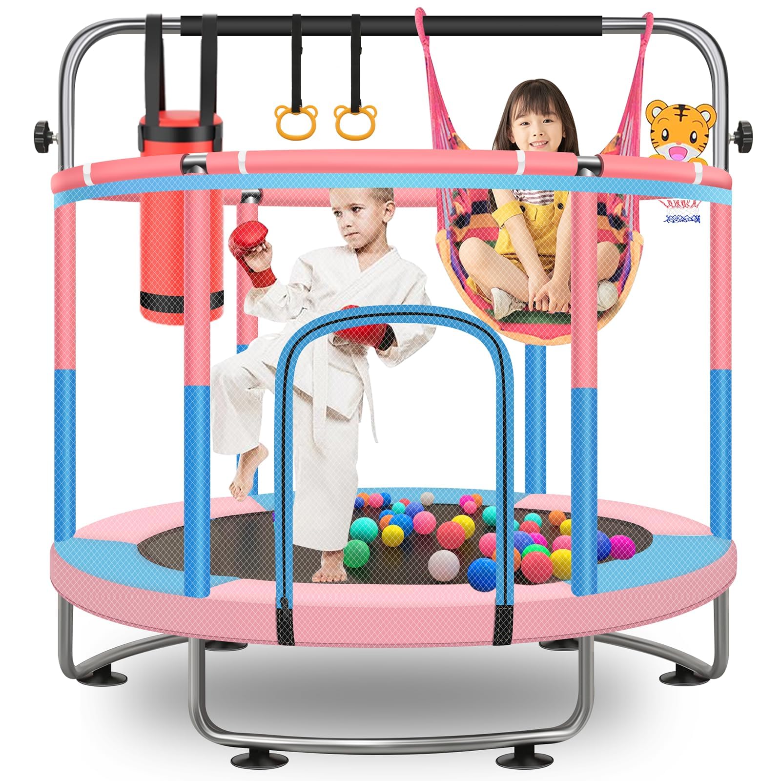 60-inch trampoline with enclosure for kids