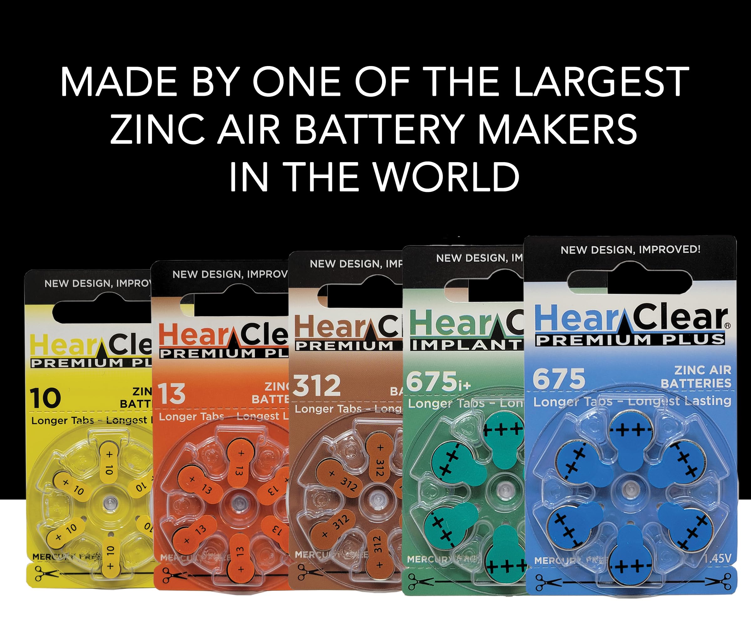 60 pack Hear Clear hearing aid batteries for high drain use