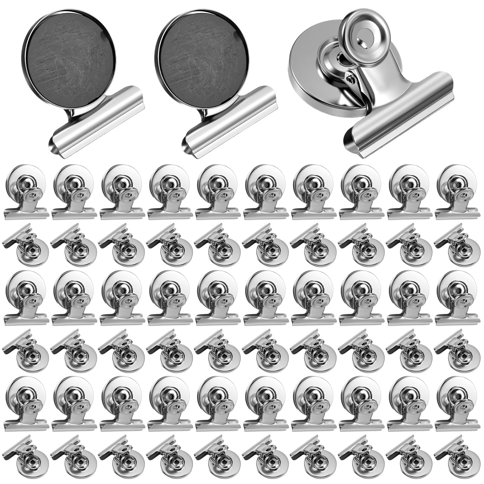 60 pack strong magnetic clips in silver used on metal surfaces