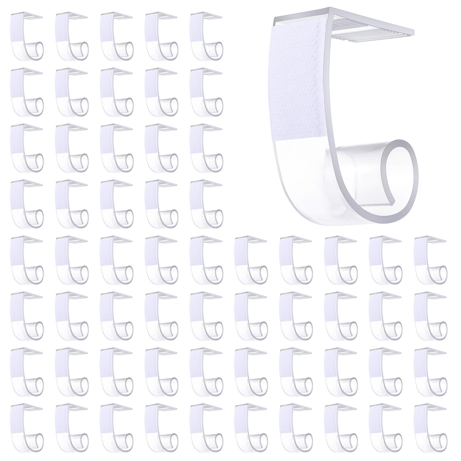 60 pieces table skirting clips clear plastic nylon hook and loop