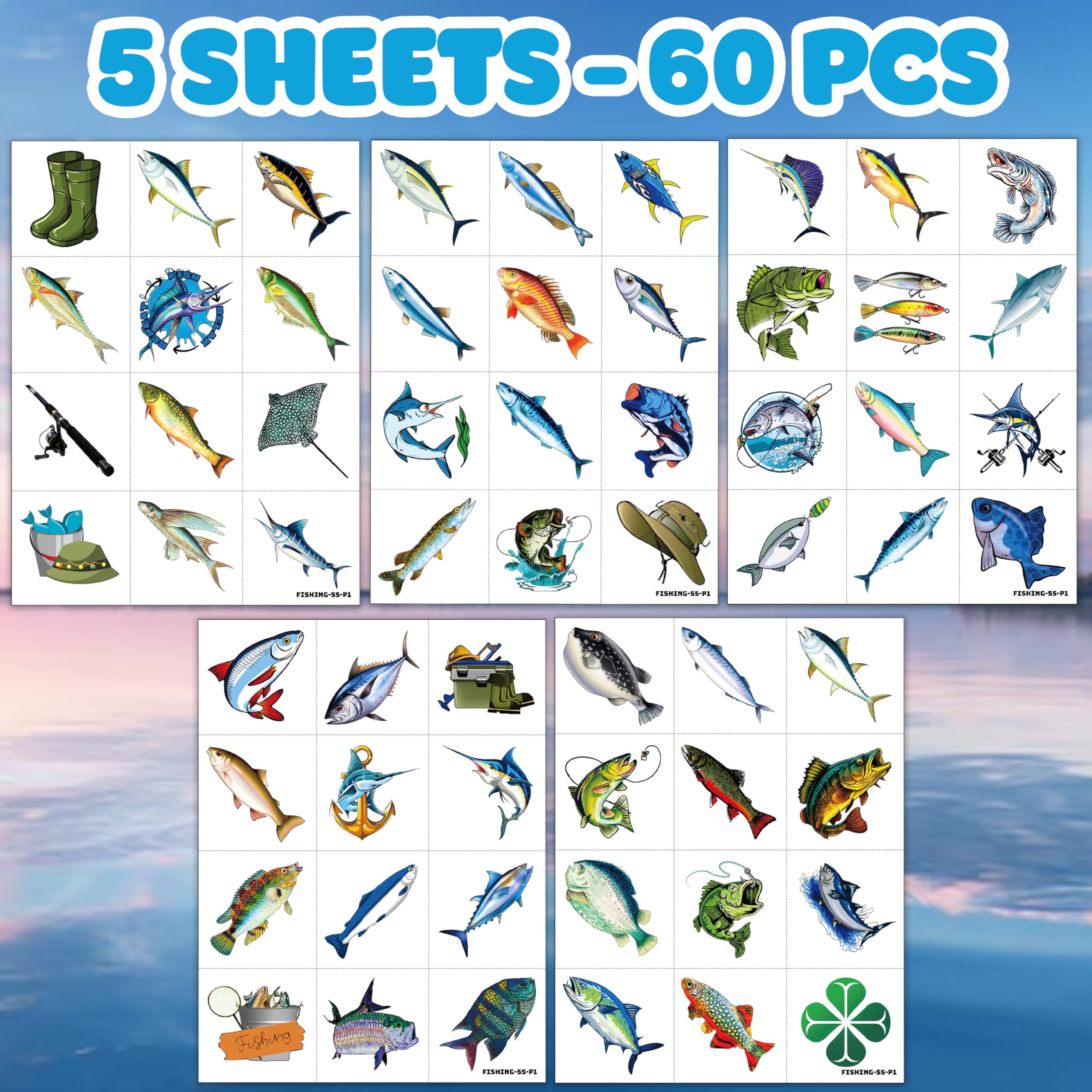 waterproof fishing temporary tattoos suitable for outdoor activities