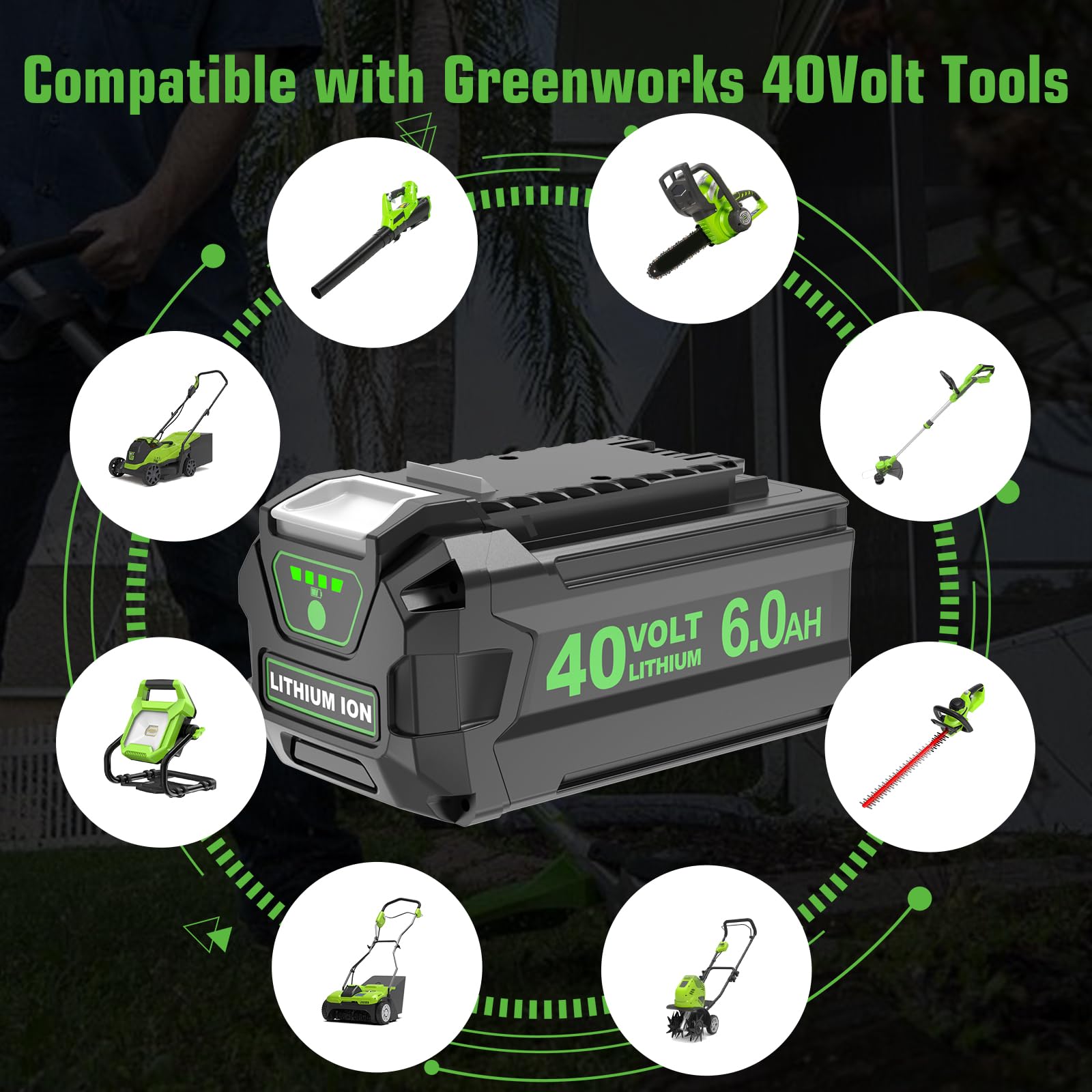 2-pack replacement battery set for Greenworks 40V tools