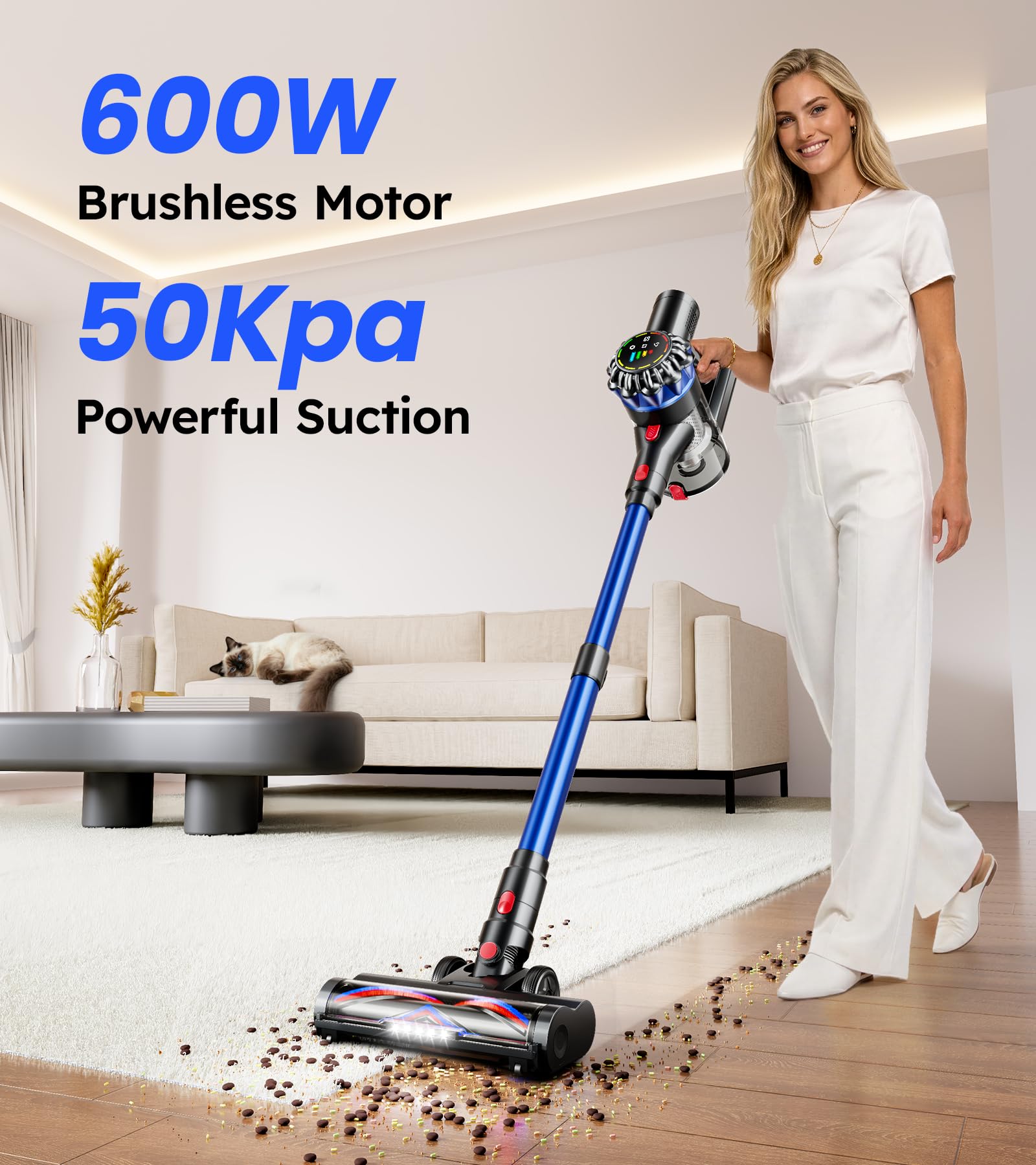 600W suction specification graphic for vacuum