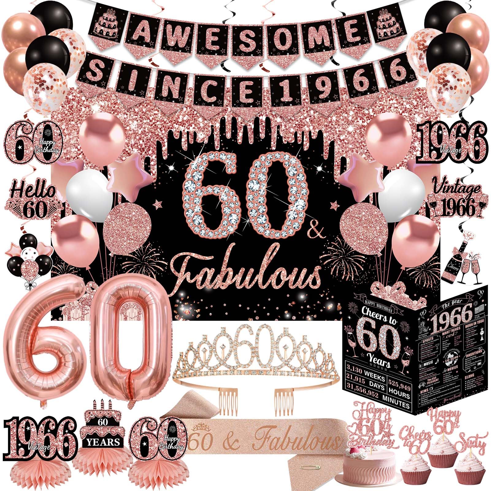 banner for 60th birthday decorations for women