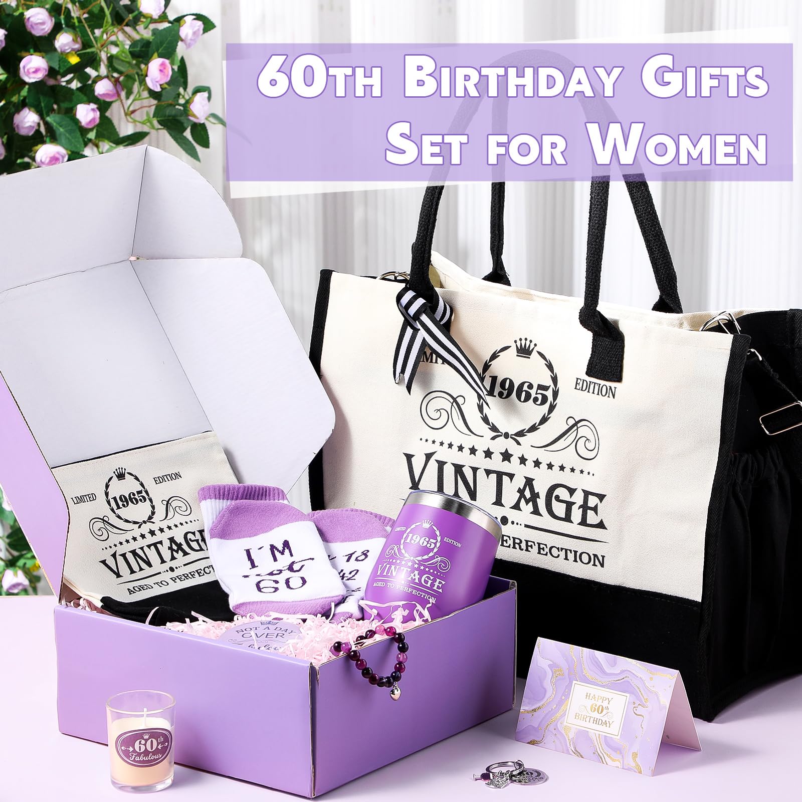 60th birthday tote bag canvas size 15.75 x 6.69 x 11.81 inches