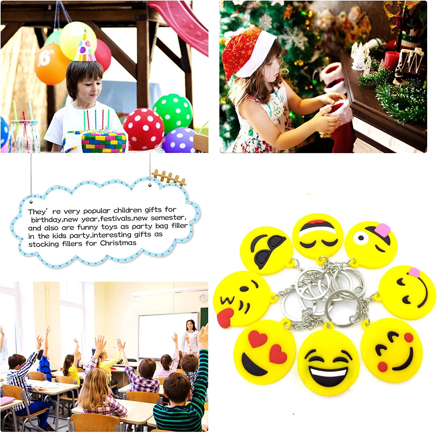 Carnival prizes emoticon keychains ready for display