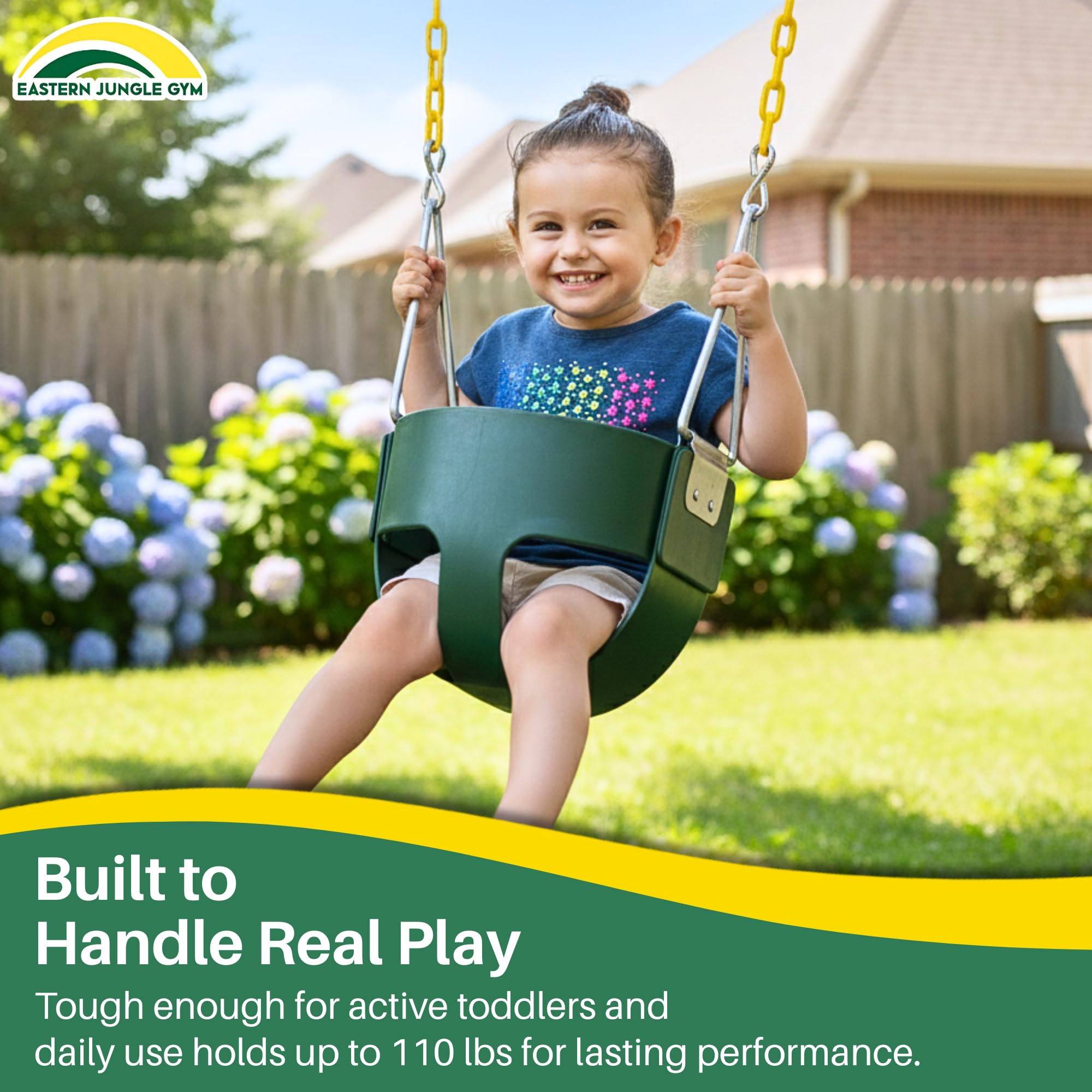 Bucket depth 11.5 in for secure toddler seating