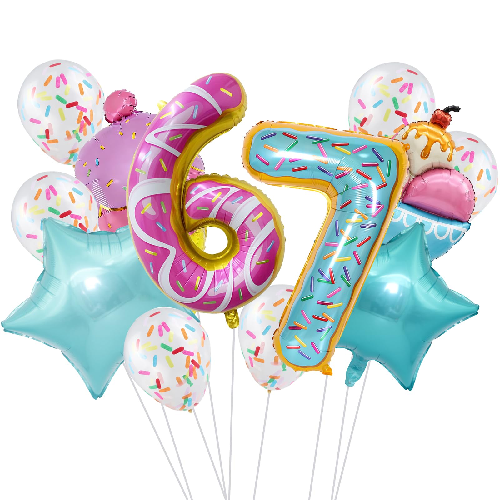 67 birthday decorations 12Pcs balloon set with 6-7 number balloons