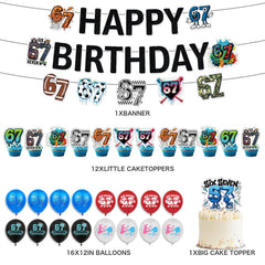 67 Meme Themed Birthday Party decorations banner and toppers
