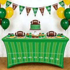 6ft football tablecloth on green field design over square table