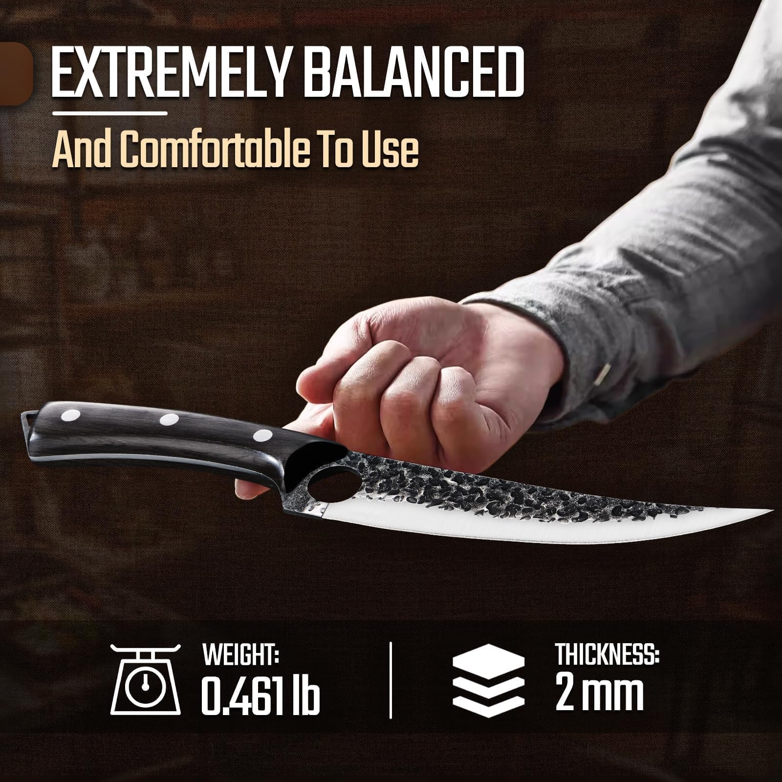 Boning knife with protective sheath by Huusk Viking