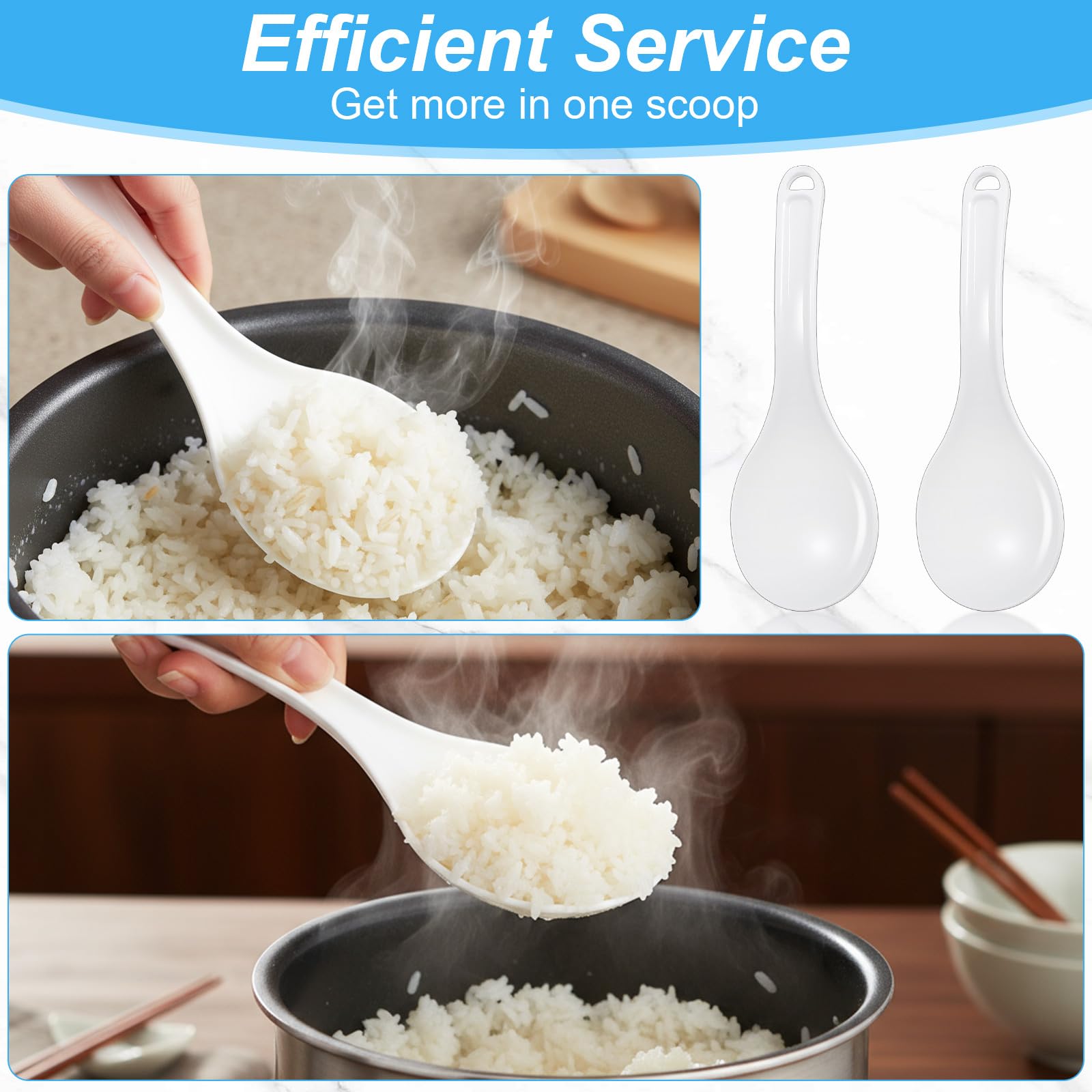 Hangable rice paddle with hook for space saving