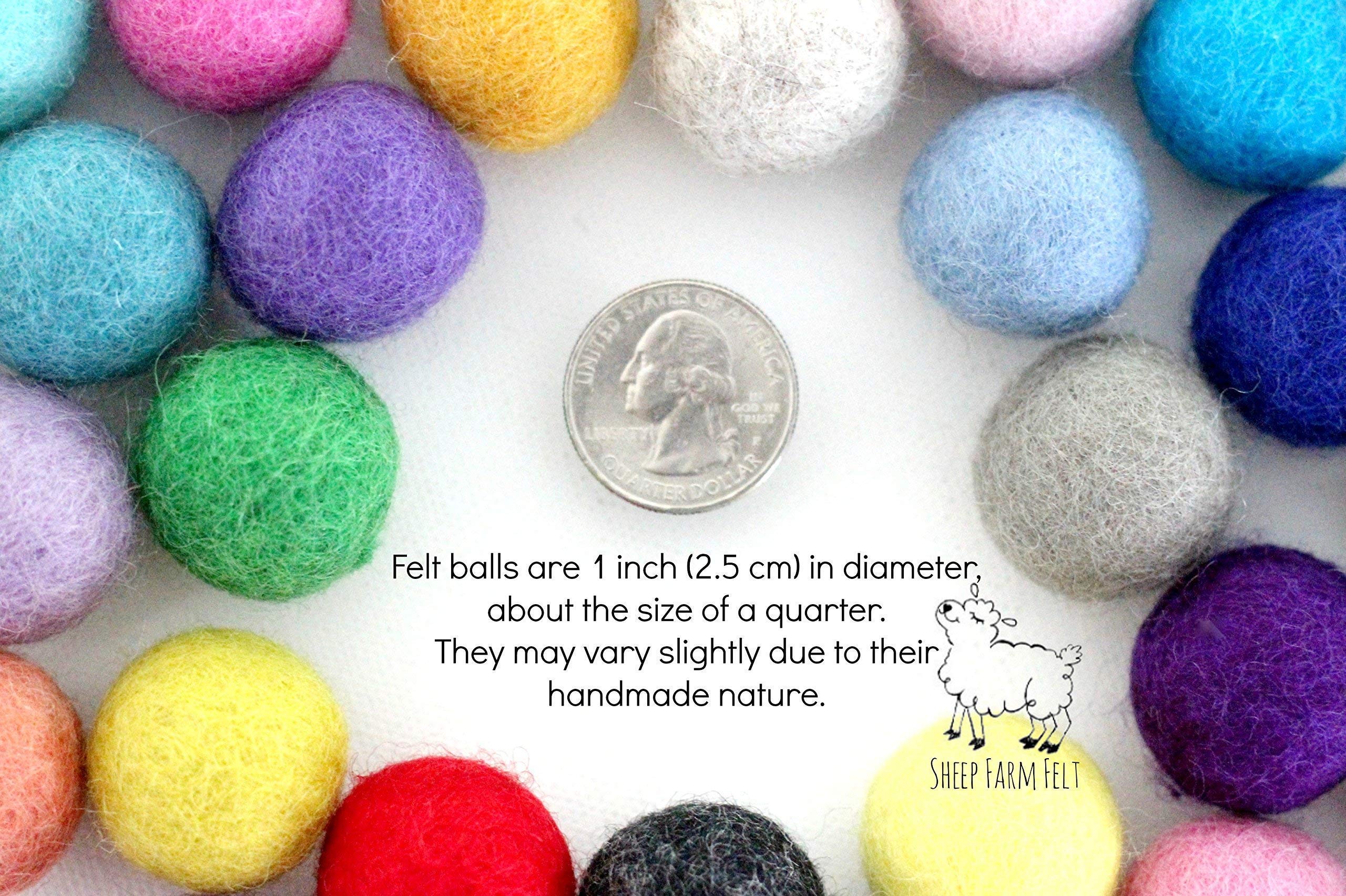 Pastel rainbow felt balls on string garland