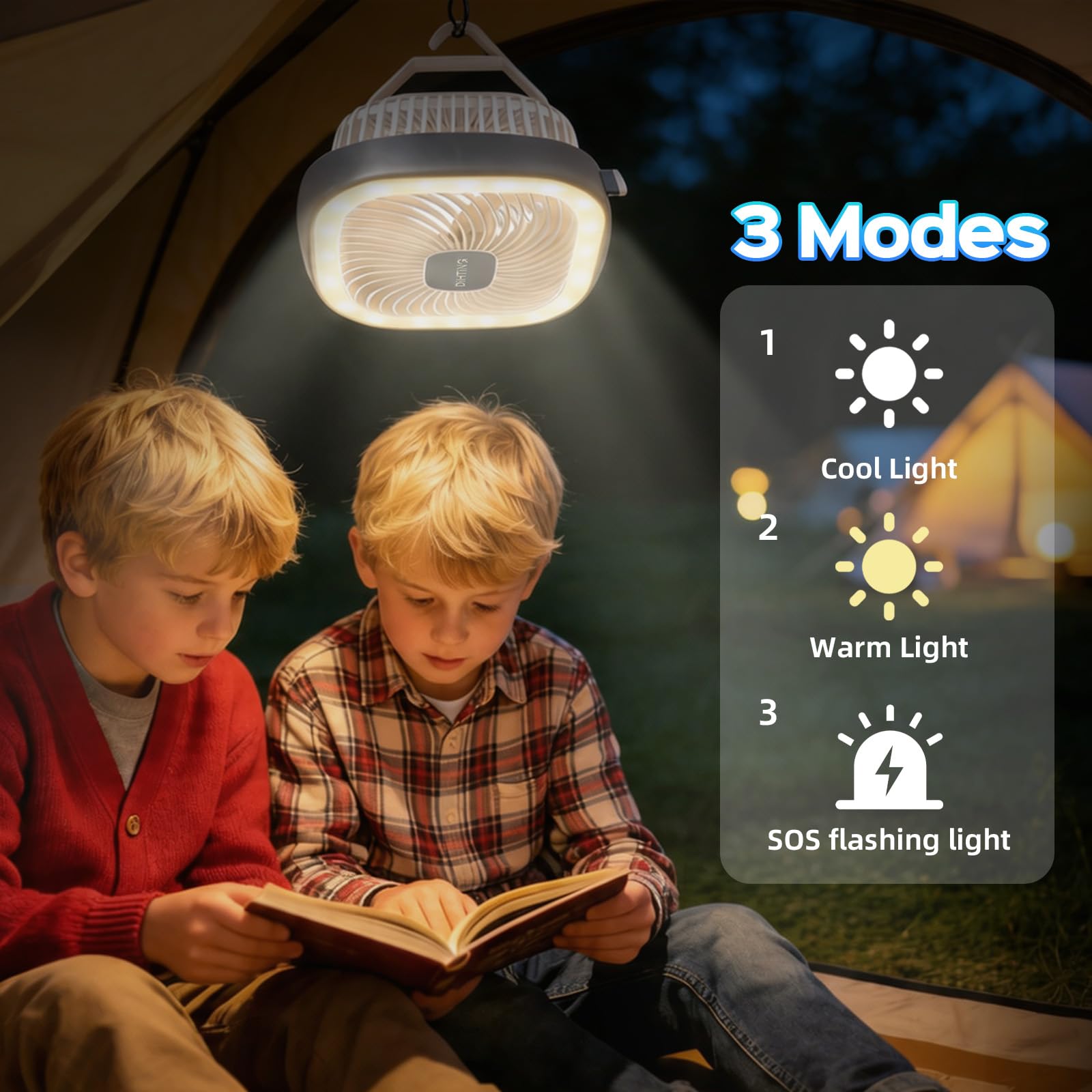 Two in one table fan and LED night light
