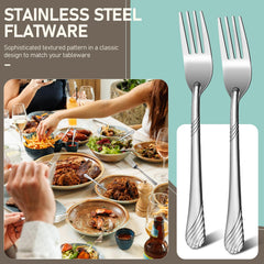 Forks with textured pattern and mirror polished finish