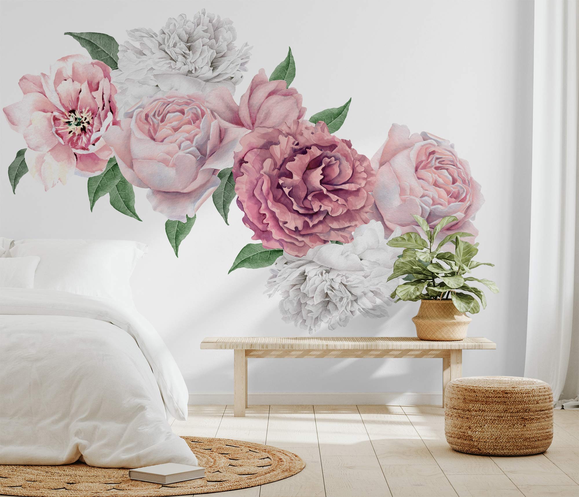 Seven large and eleven small flower pieces included for flexible layouts