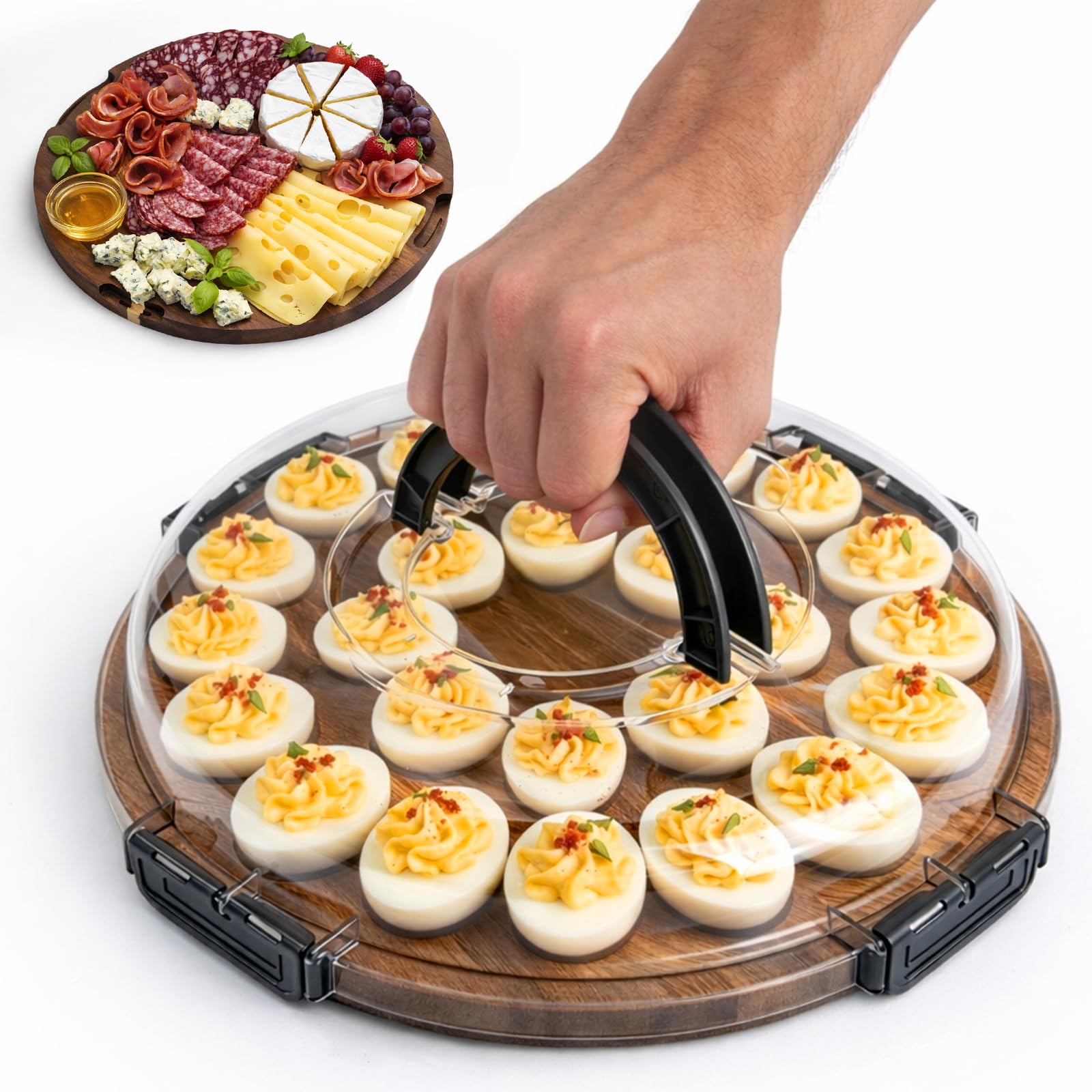 77L deviled egg containers with lid 24-slot capacity