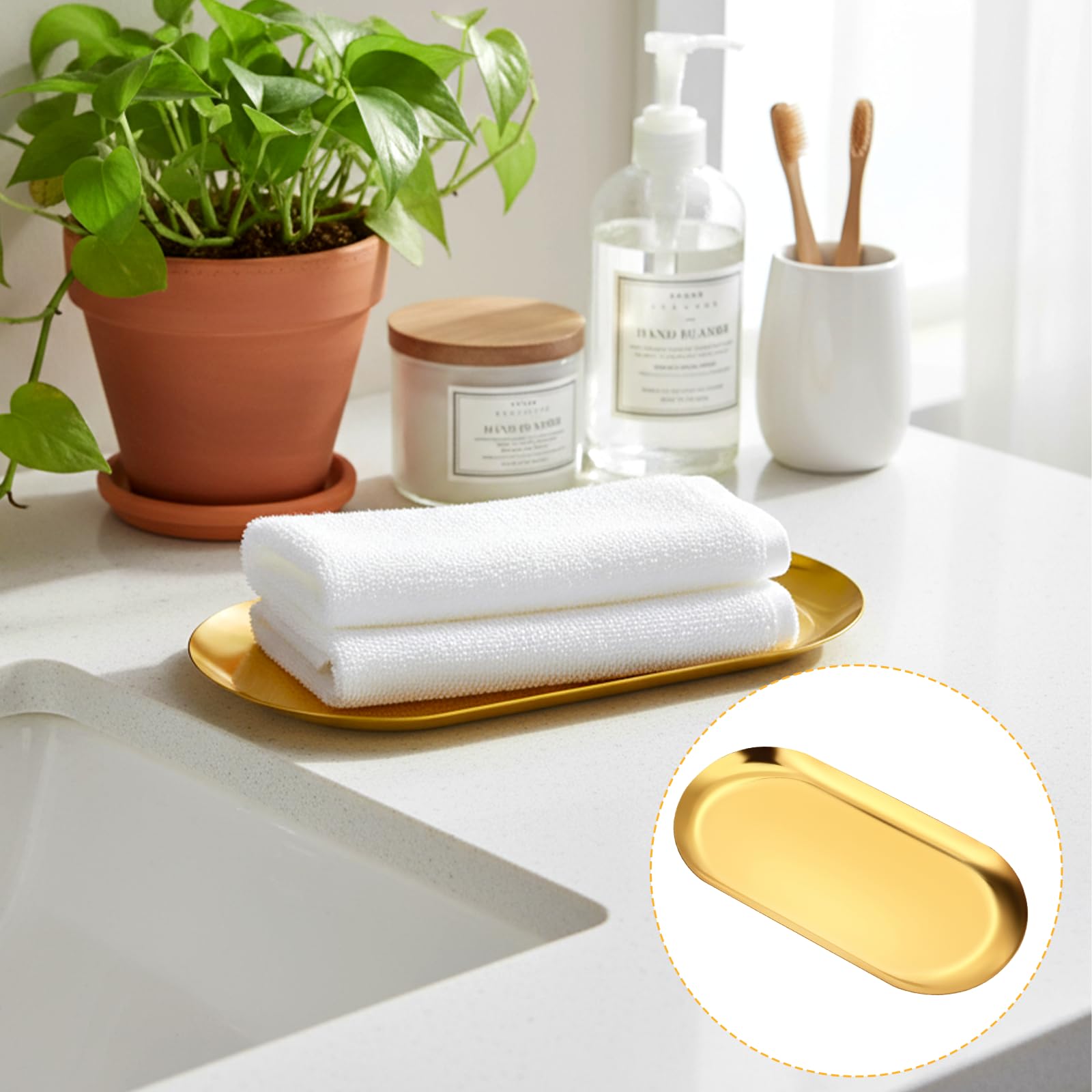 jewelry cosmetics tray gold oval set of 10