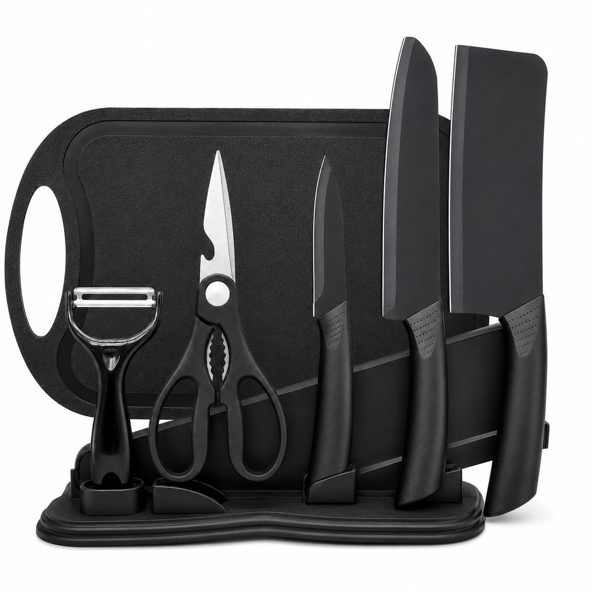 7pcs kitchen knife set with knife block image