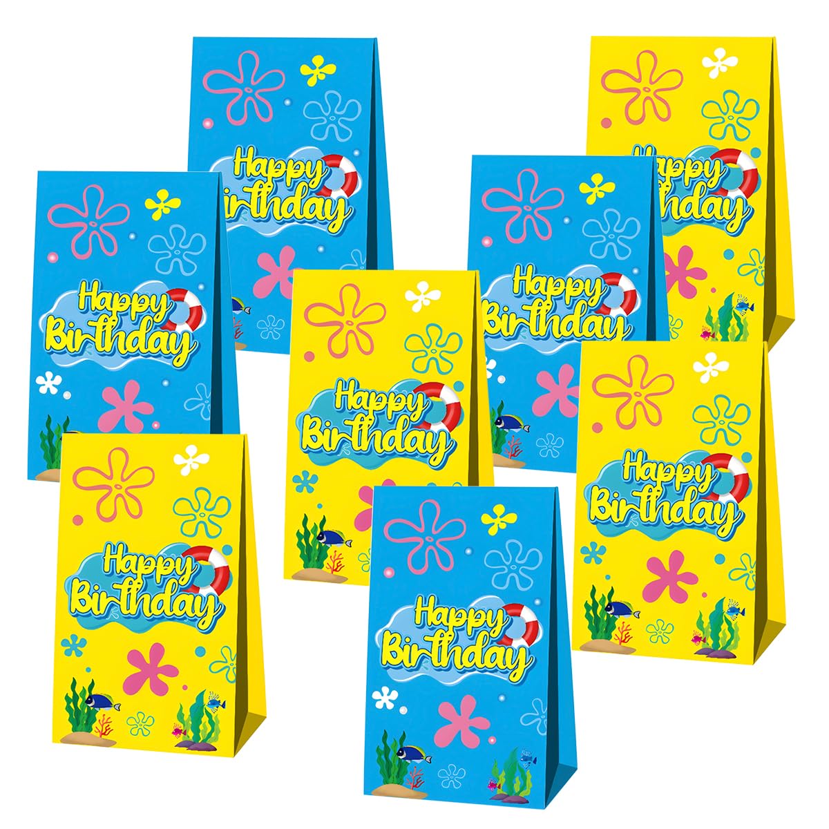 Kraft paper ocean birthday gift bags by OUSHISS reusable and durable