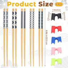 8.86 inch wooden learning chopsticks with color coded holders