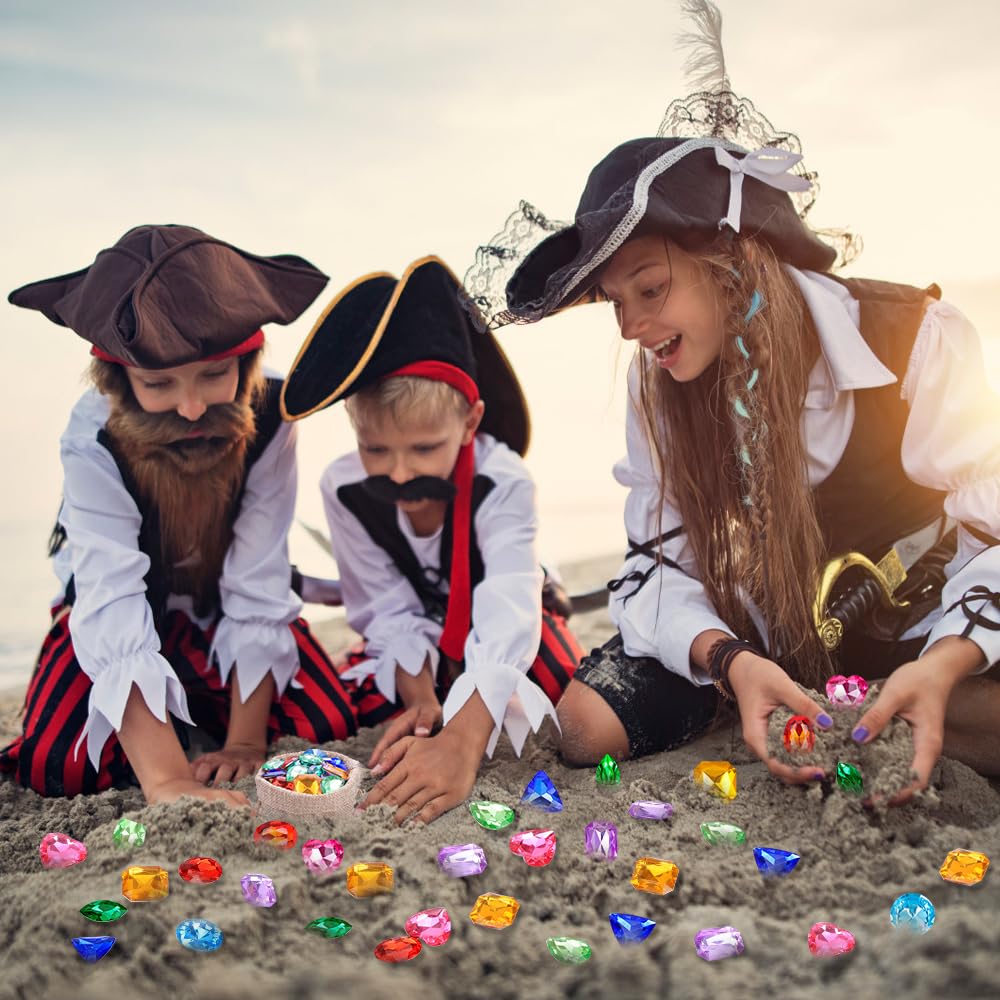 8 color gem set for variety of pirate treasure play