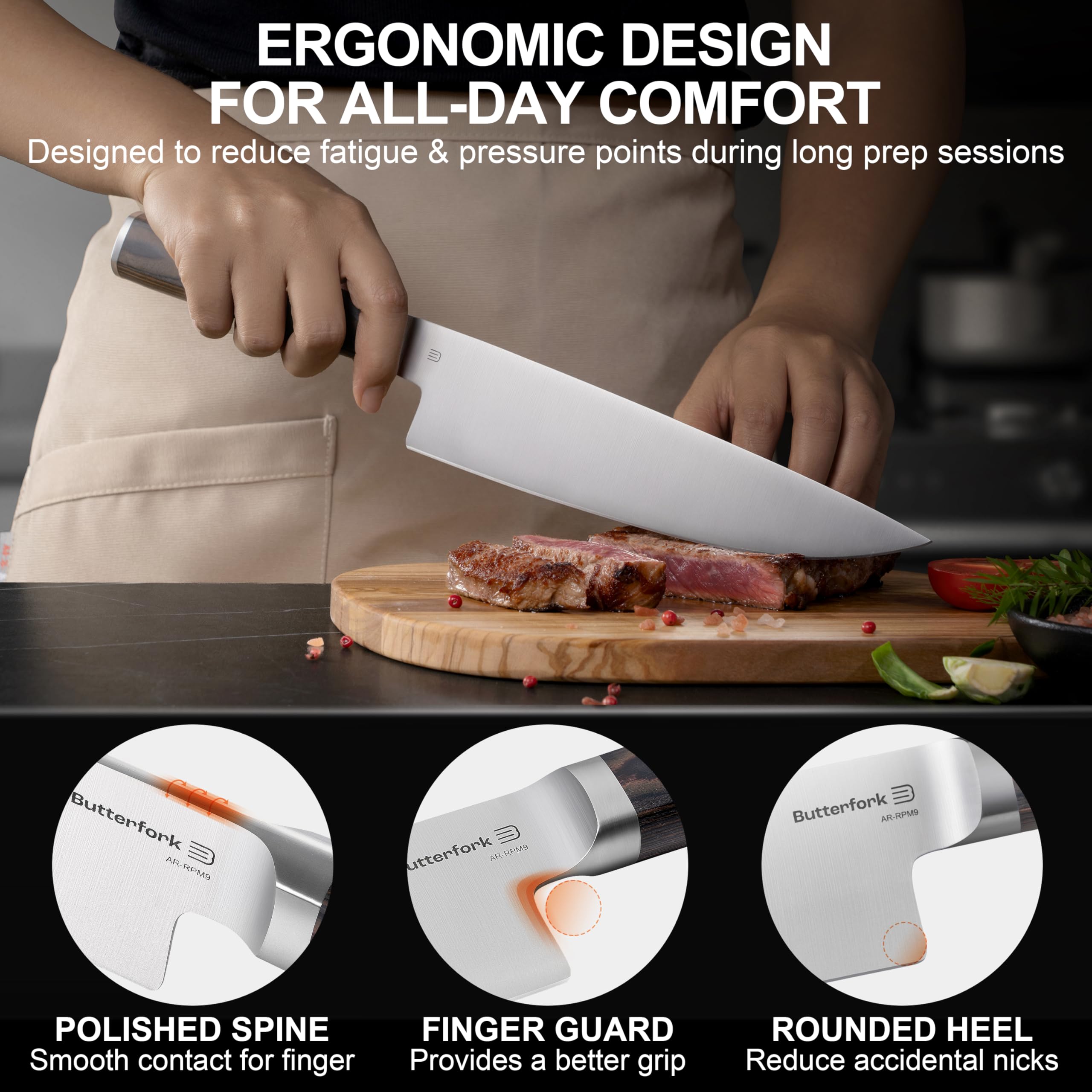 Edge details 15 degree per side and CATRA performance on AR-RPM9 blade