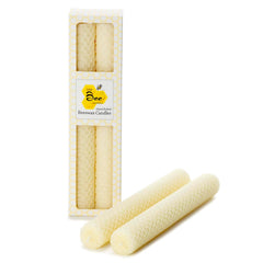 8 inch hand rolled beeswax taper candle ivory color