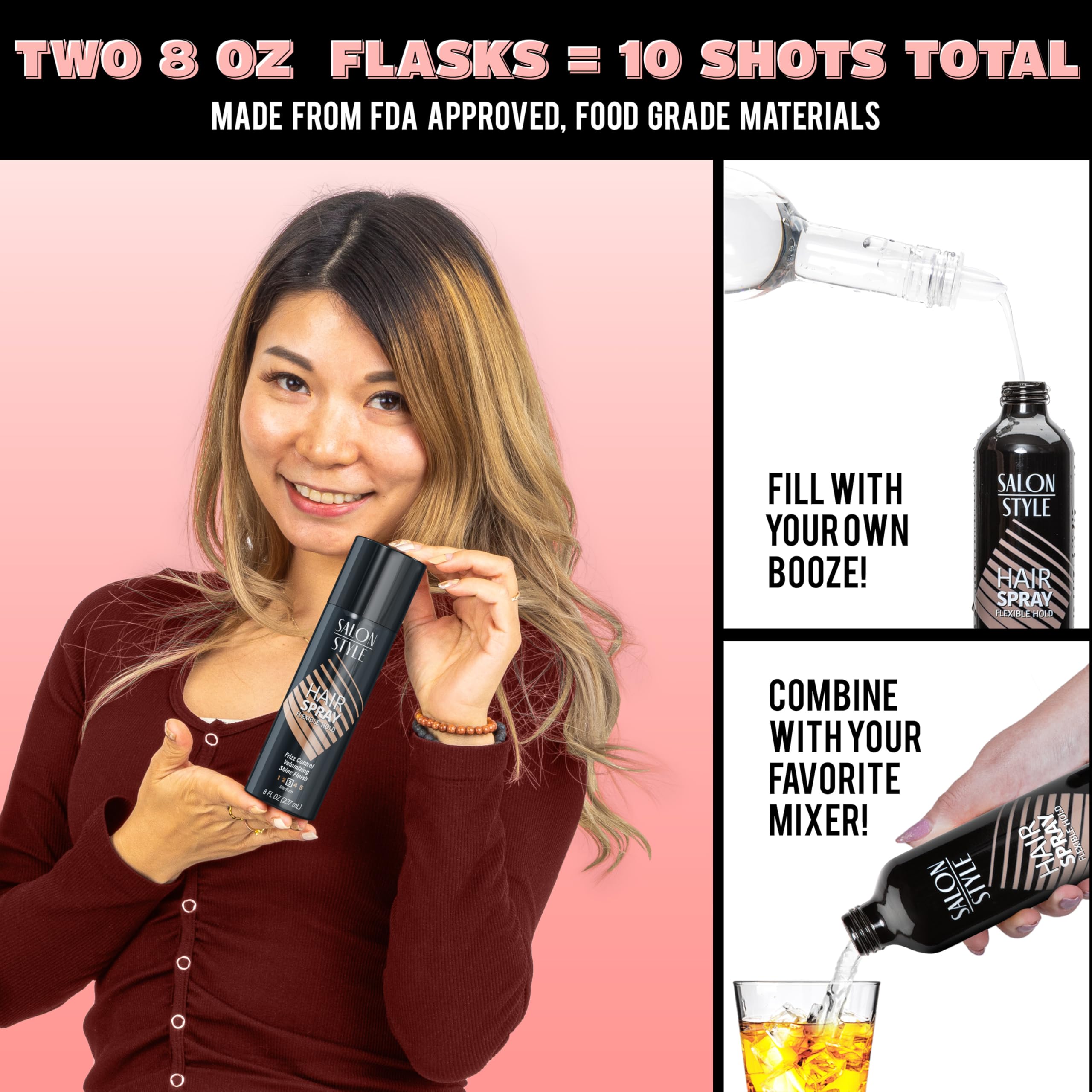 8 oz flasks with funnel and pour spout