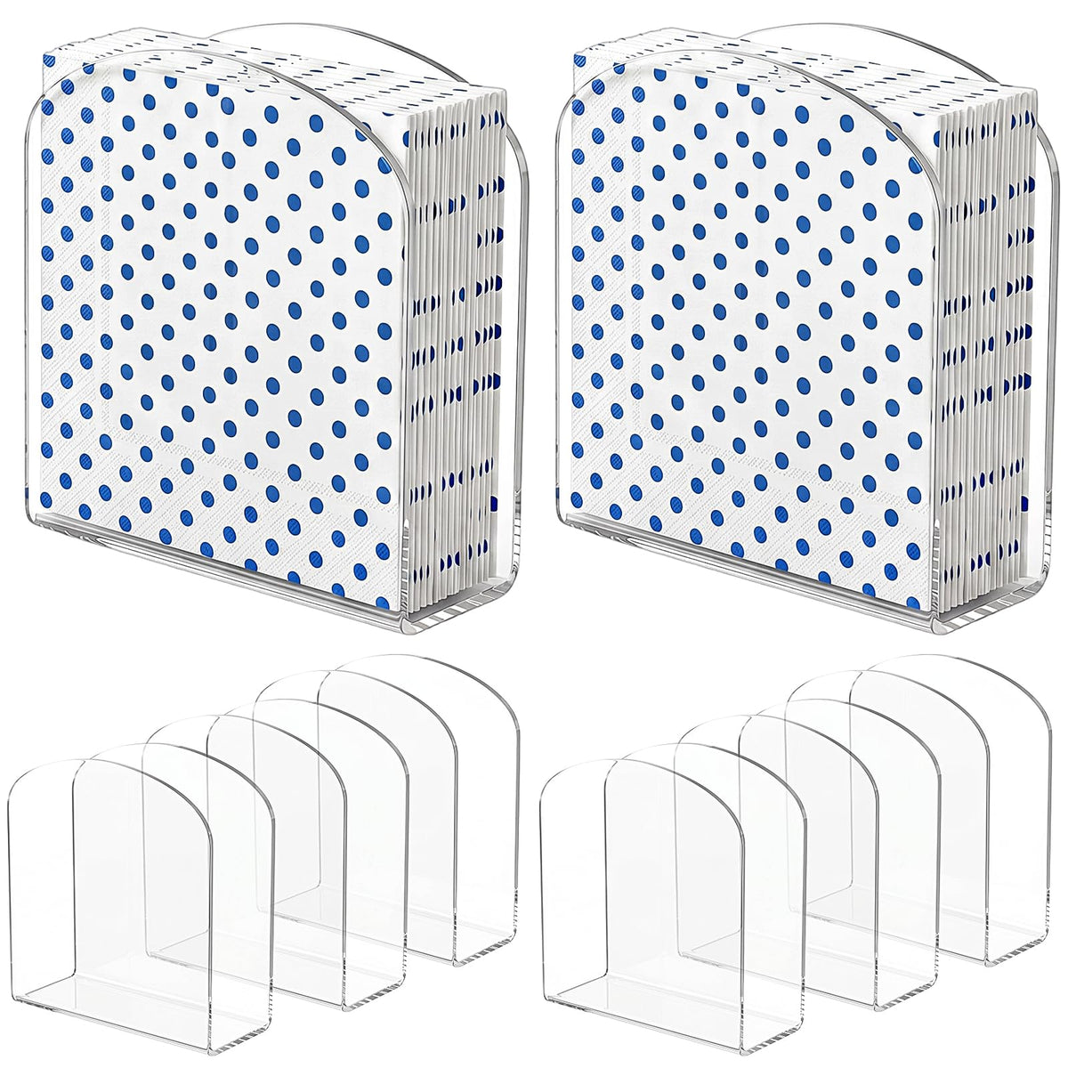 8-pack crystal acrylic napkin holder for table on display