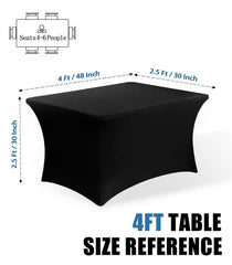 back view showing reinforced leg pockets on 4ft black table cloth