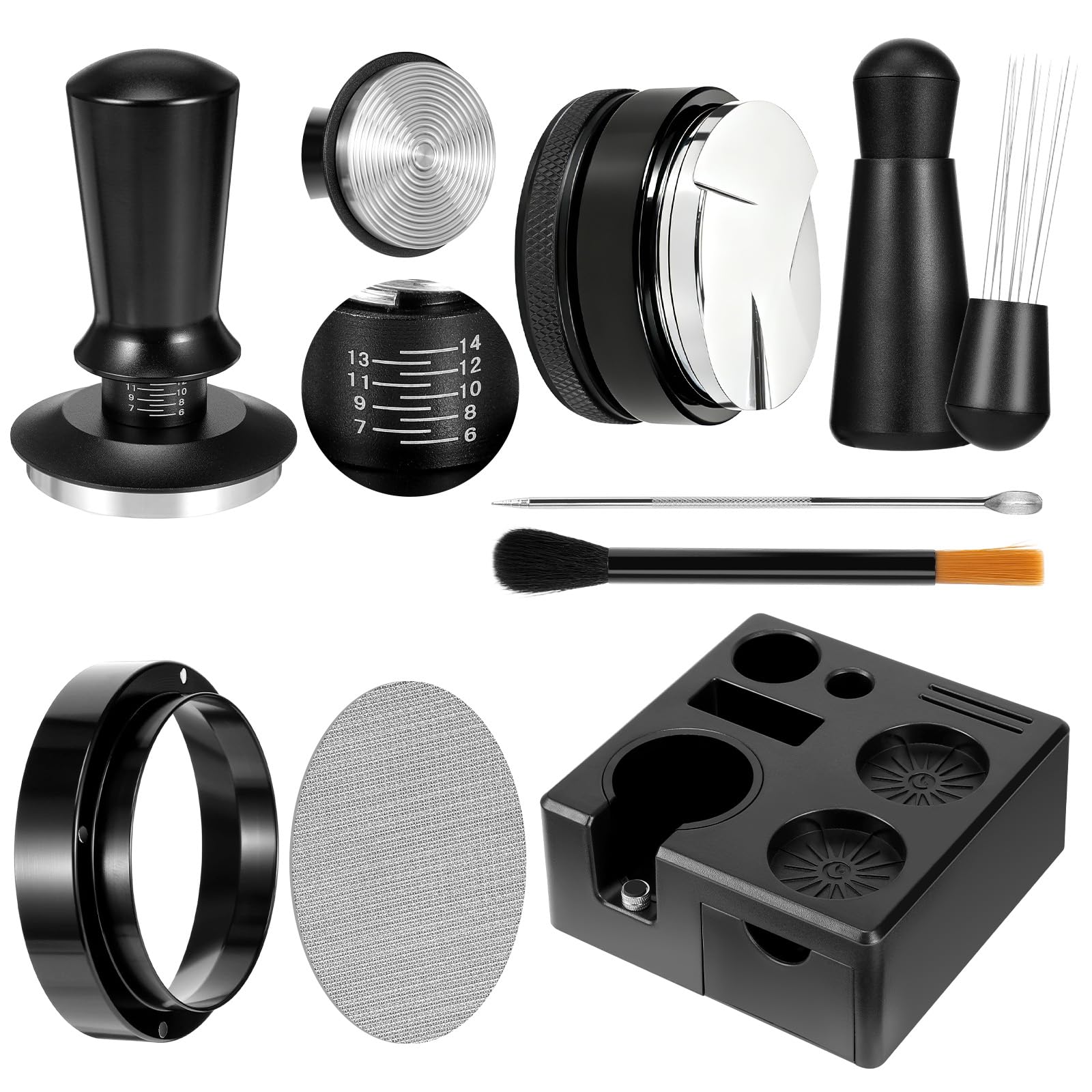 8 piece espresso accessories kit with tamping station