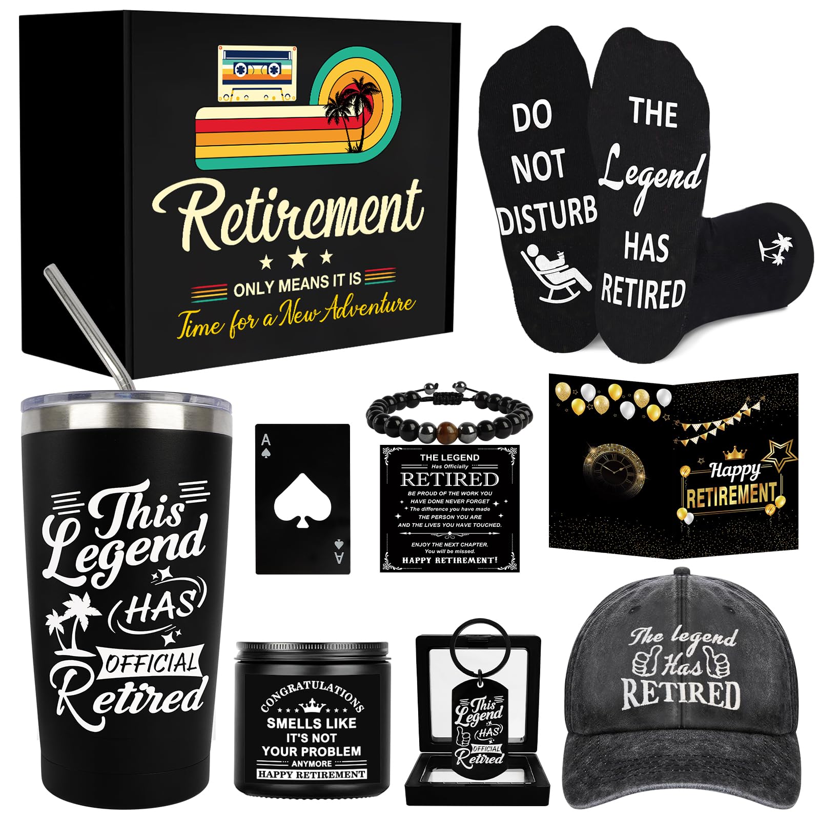 Eight piece retirement gifts for men with 20oz tumbler