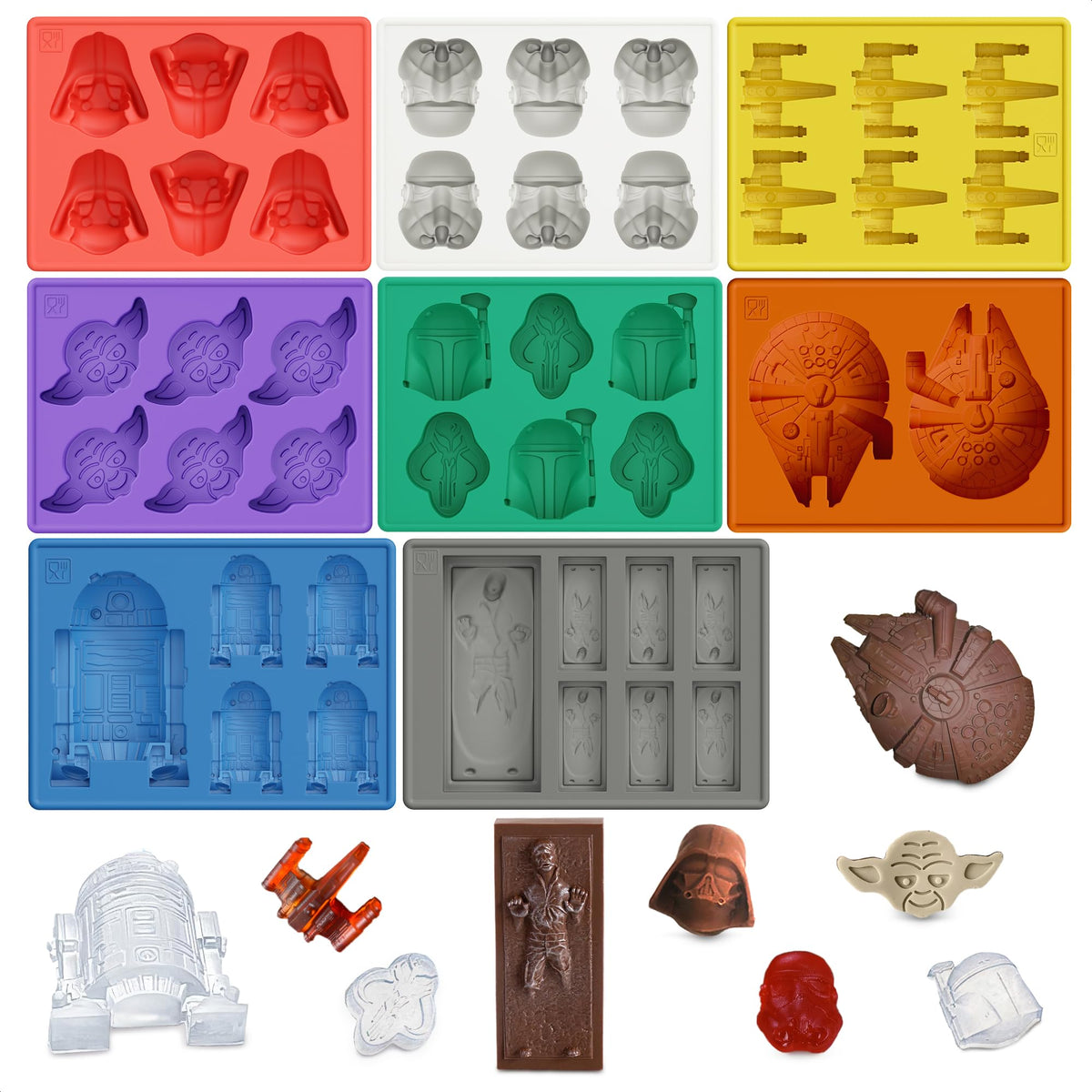 8-Piece Sci-Fi Silicone Molds Set product image showing space themed molds