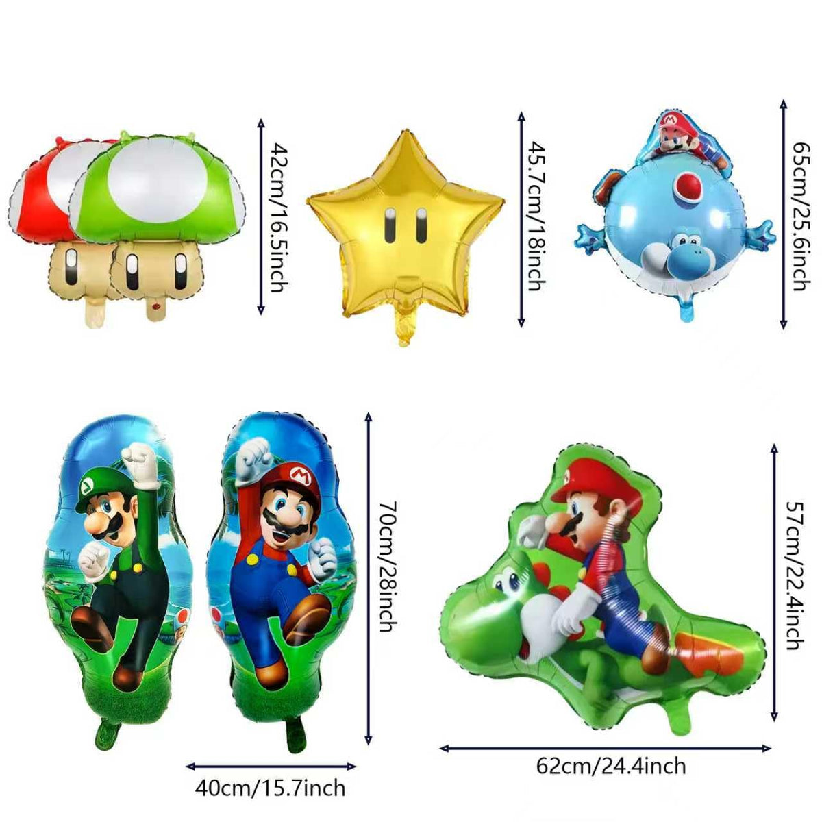 8-piece Super Mario Aluminum Balloon Set for party decoration