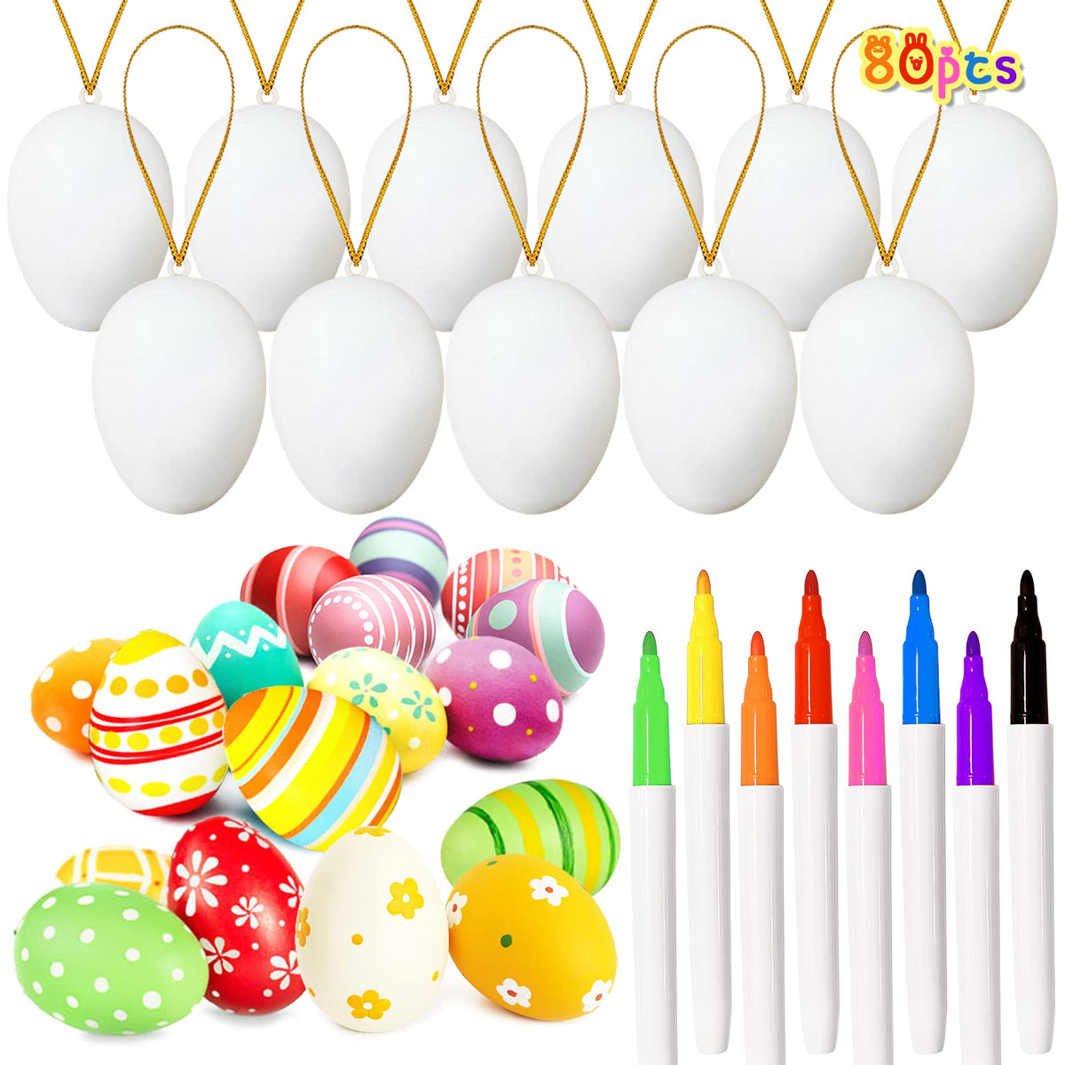 80 piece white plastic Easter eggs set