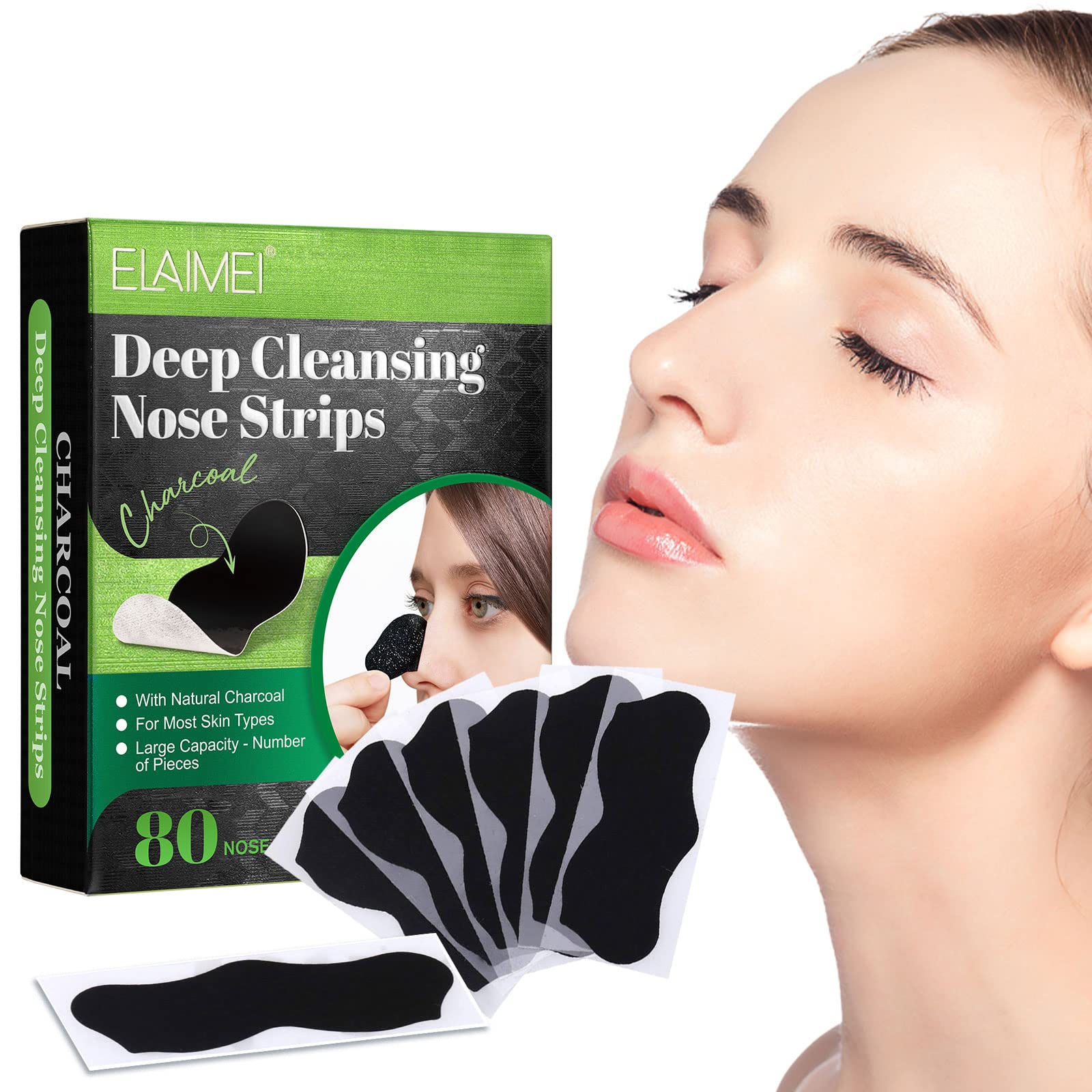 80pcs nose strips packaging and usage guide