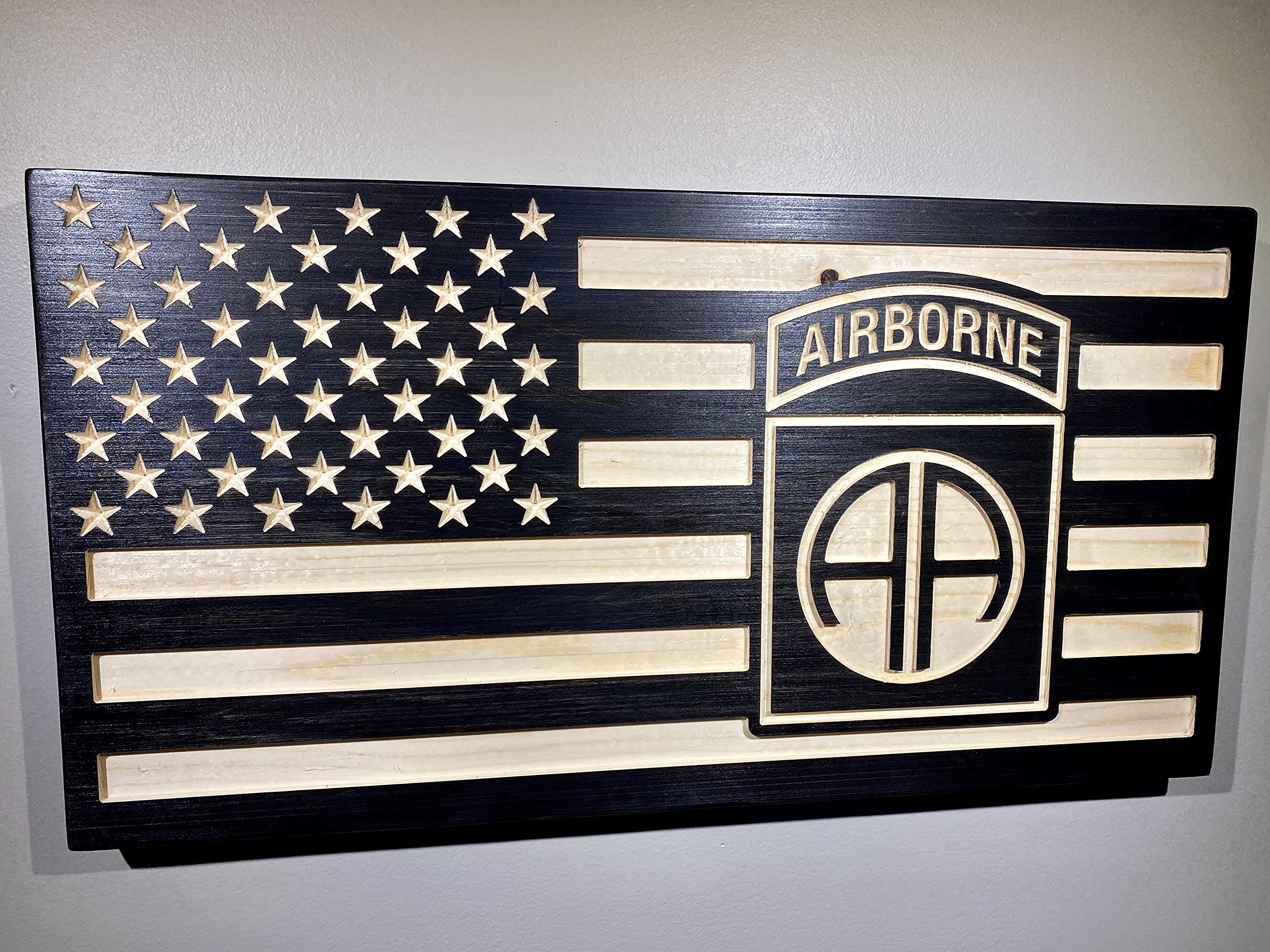 82nd Airborne themed wooden flag art for wall