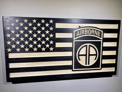 82nd Airborne themed wooden flag art for wall