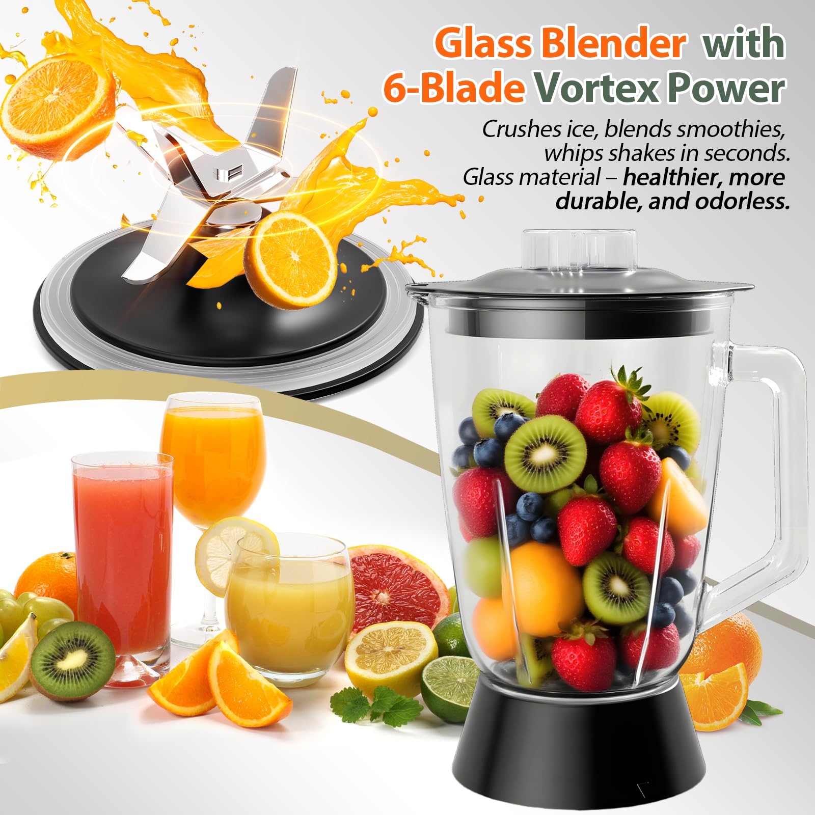 70 oz glass blender jar included with the combo