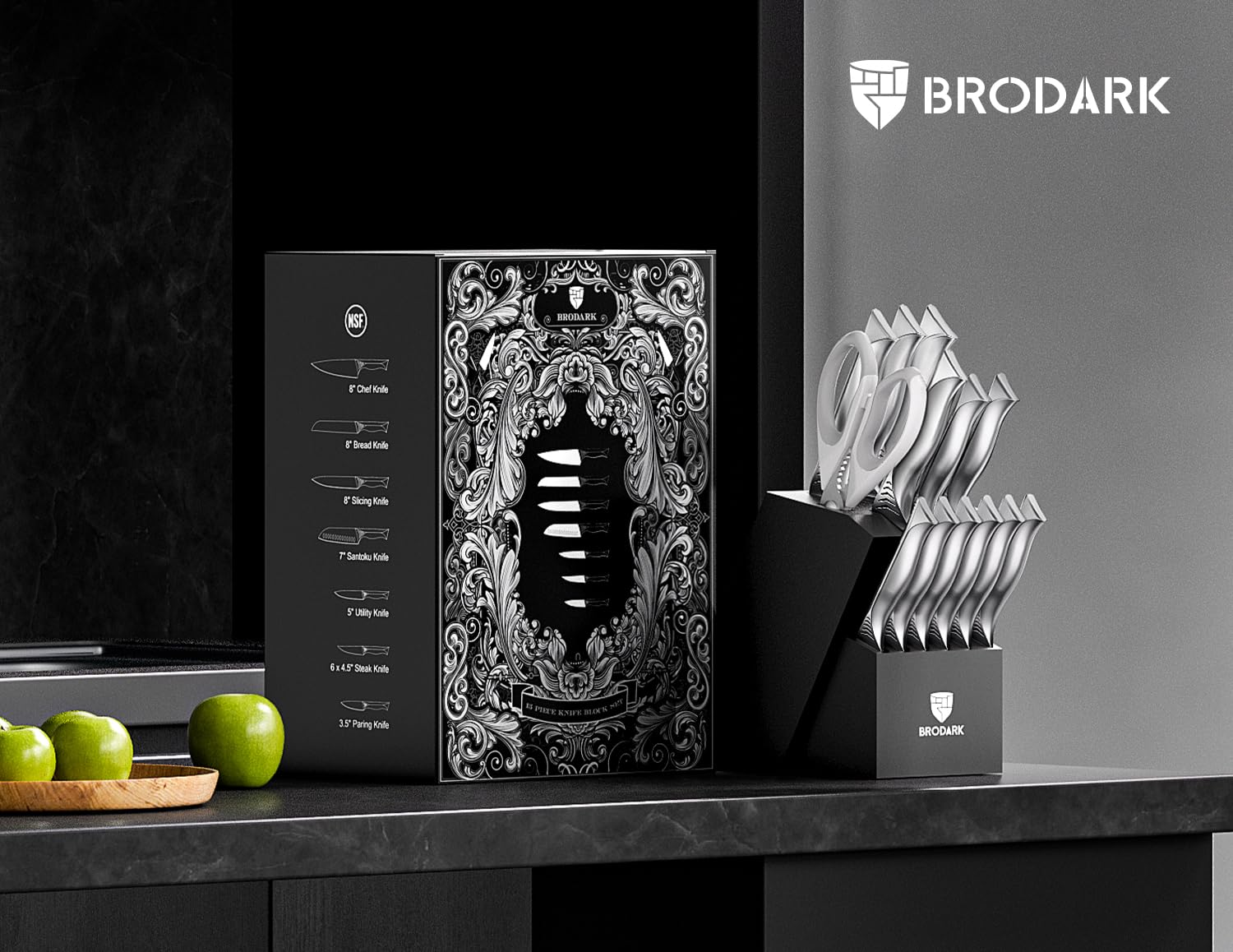 brodark shark series 4.5in serrated steak knives