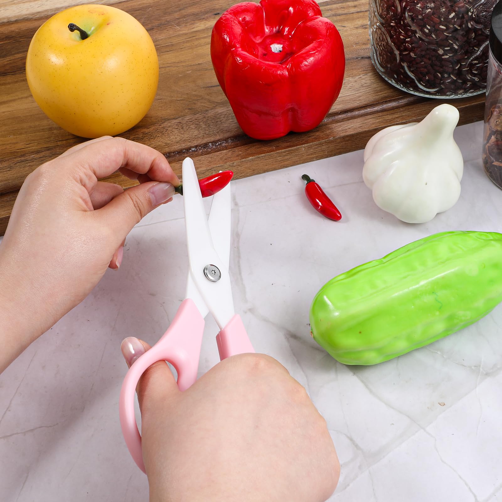 8 inch ceramic kitchen scissors pink