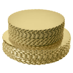 8 inch gold cakeboard round front view