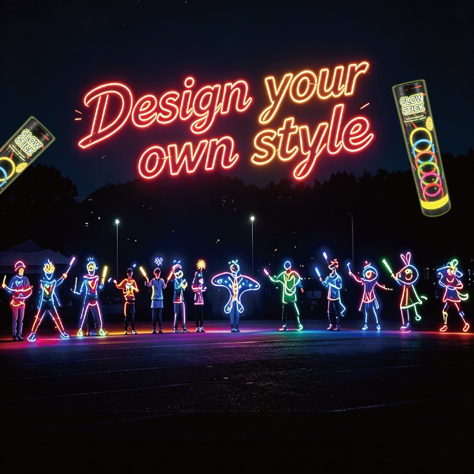 8 inch neon glow sticks image