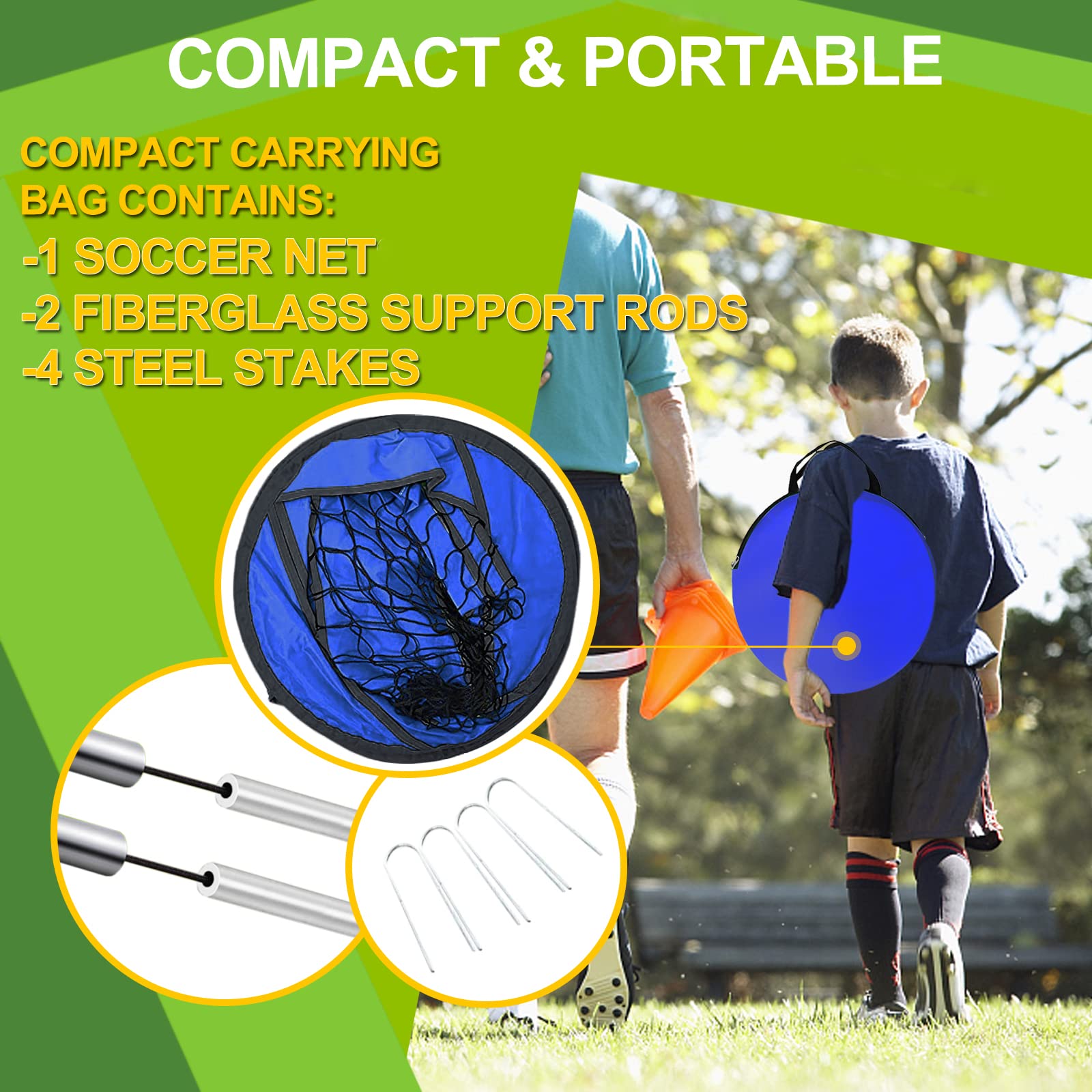 Collapsible 8mm poles for EVERRUSH pop up goal