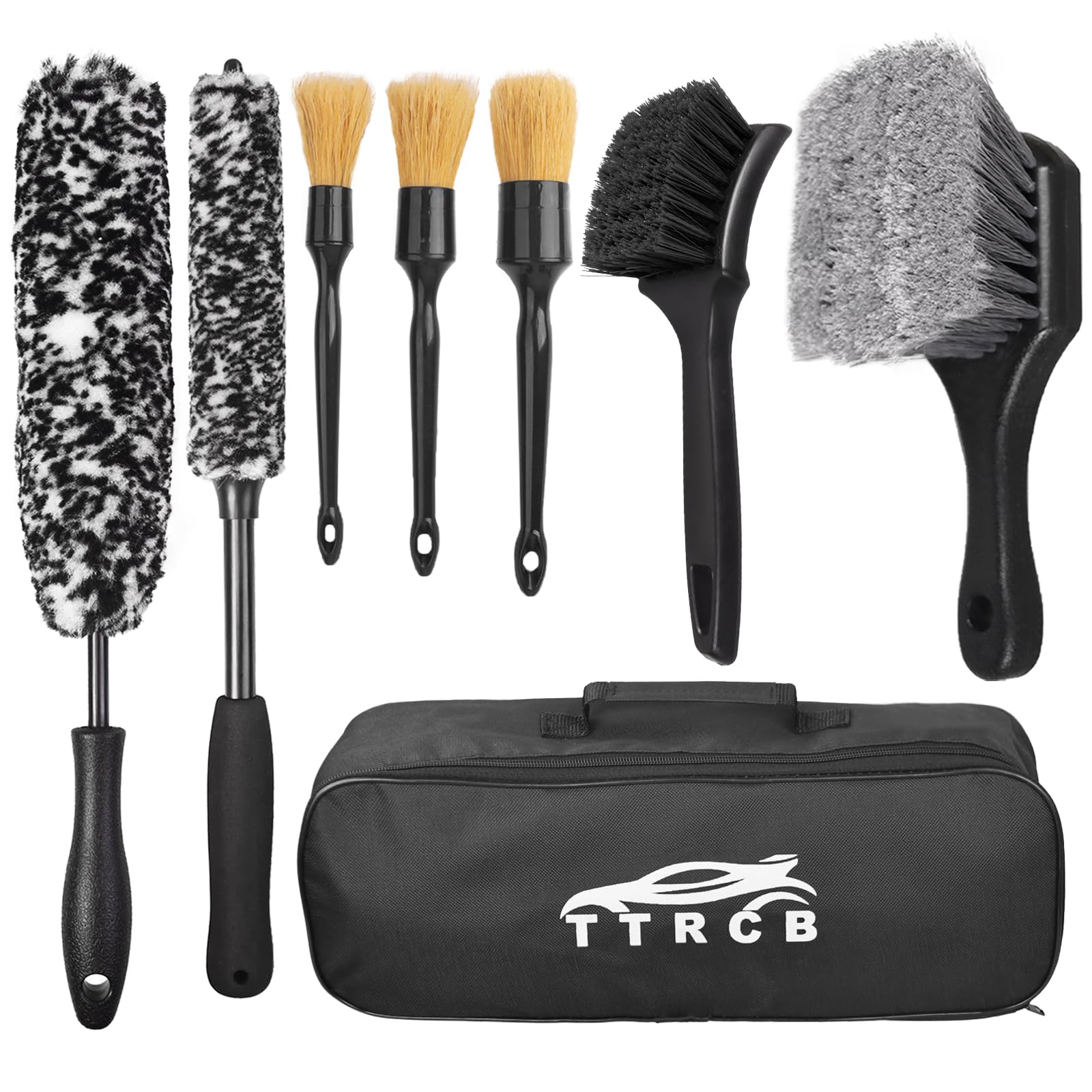 8Pcs wheel brush set with four wheel brushes and three detail brushes